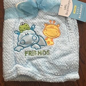 NWT Blue Baby Blanket with Animal Design